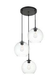 Baxter 3-Light Pendant in Black & Clear
