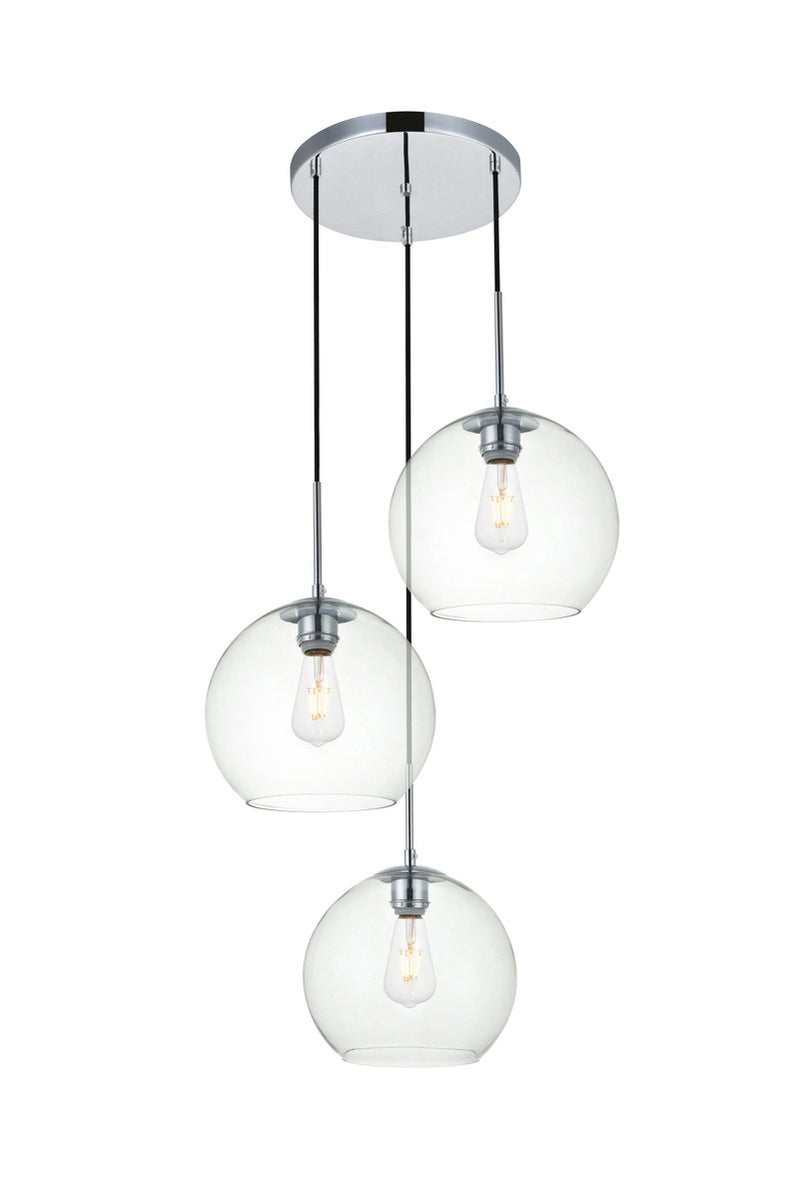 Baxter 3-Light Pendant in Chrome & Clear