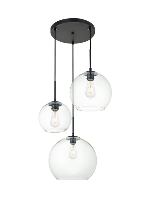 Baxter 3-Light Pendant in Black & Clear