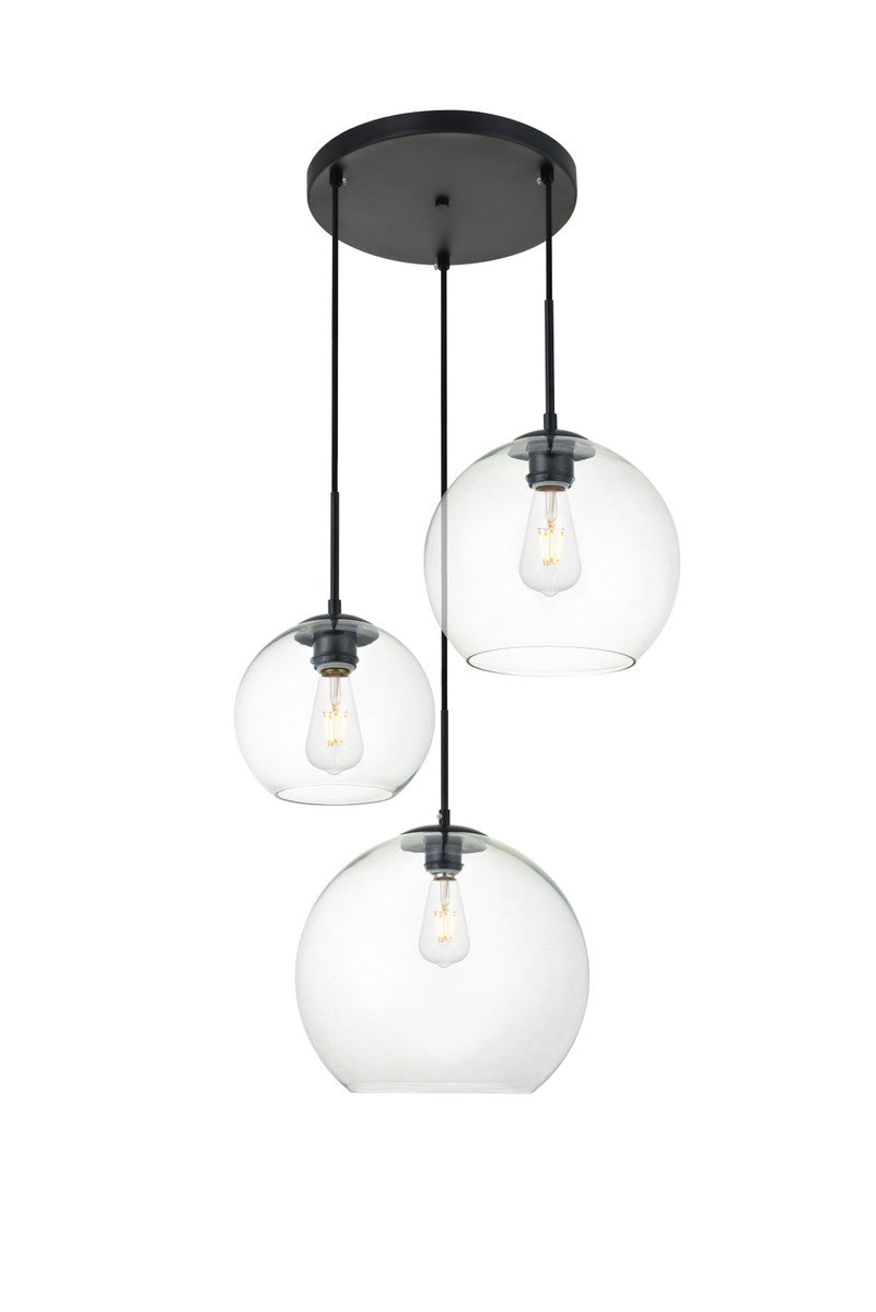 Baxter 3-Light Pendant in Black & Clear
