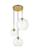 Baxter 3-Light Pendant in Brass & Clear