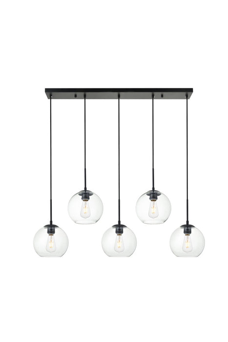Baxter 5-Light Pendant in Black & Clear