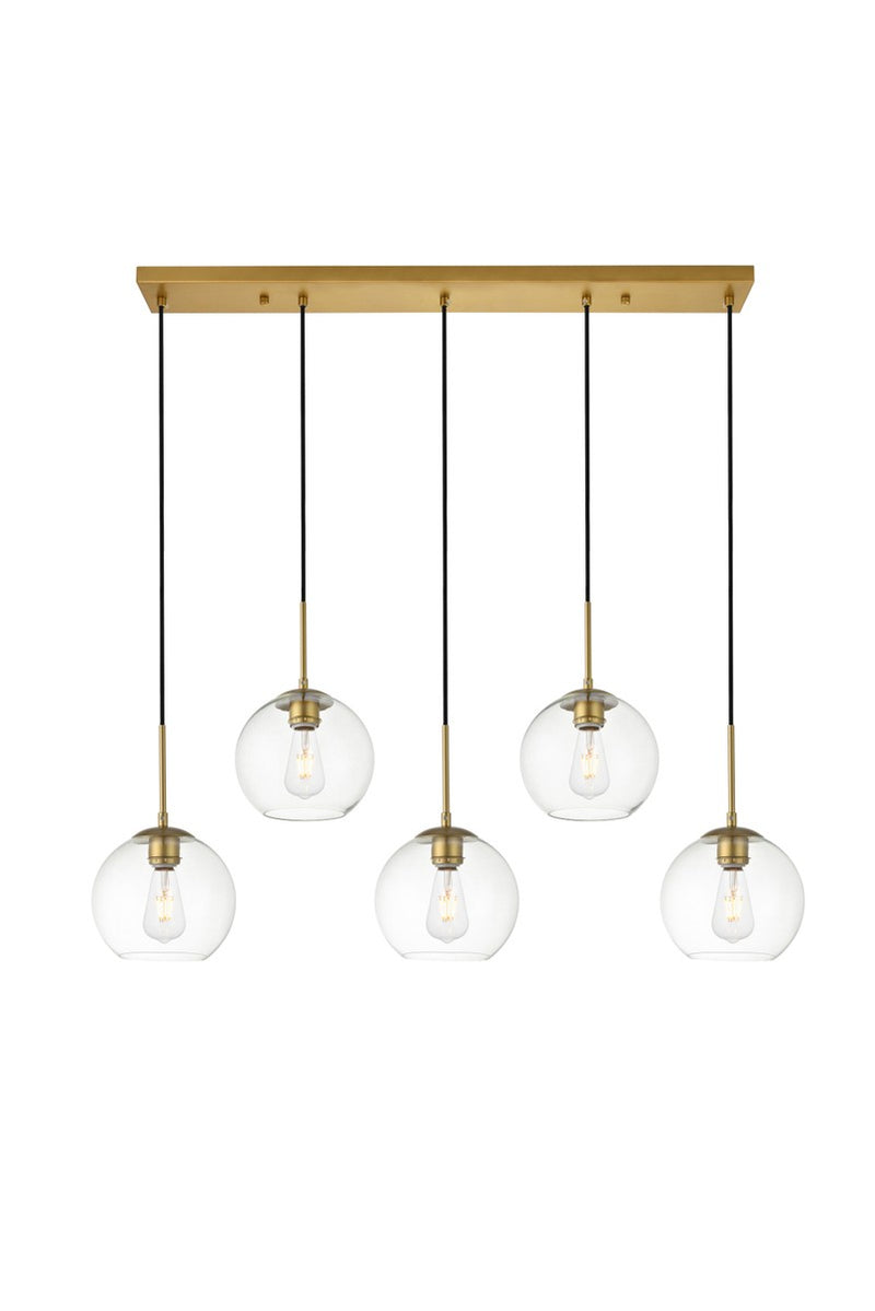 Baxter 5-Light Pendant in Brass & Clear
