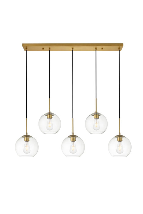 Baxter 5-Light Pendant in Brass & Clear