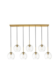 Baxter 7-Light Pendant in Brass & Clear