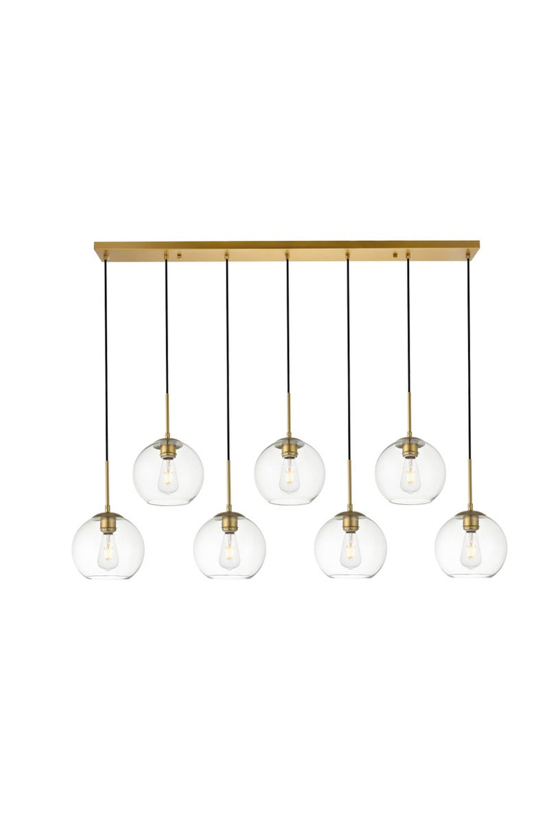 Baxter 7-Light Pendant in Brass & Clear