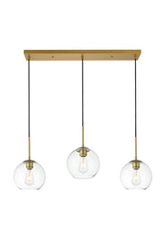 Baxter 3-Light Pendant in Brass & Clear