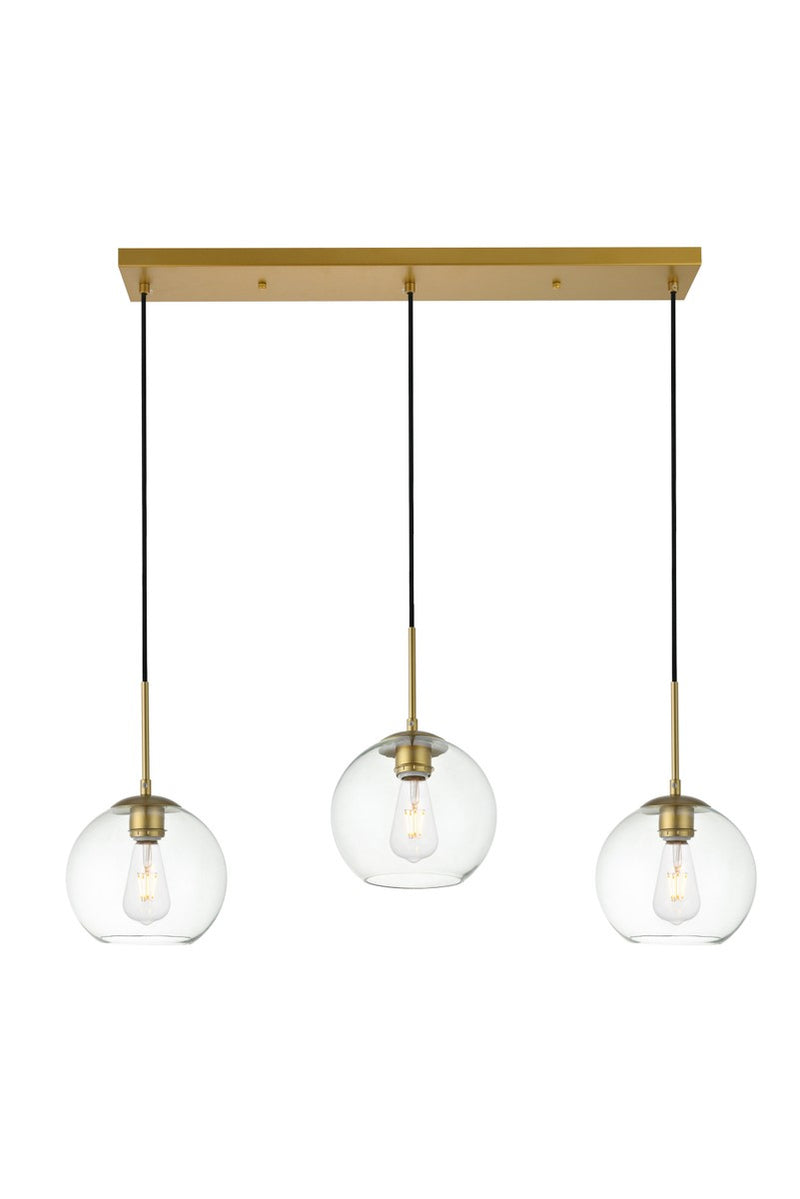 Baxter 3-Light Pendant in Brass & Clear