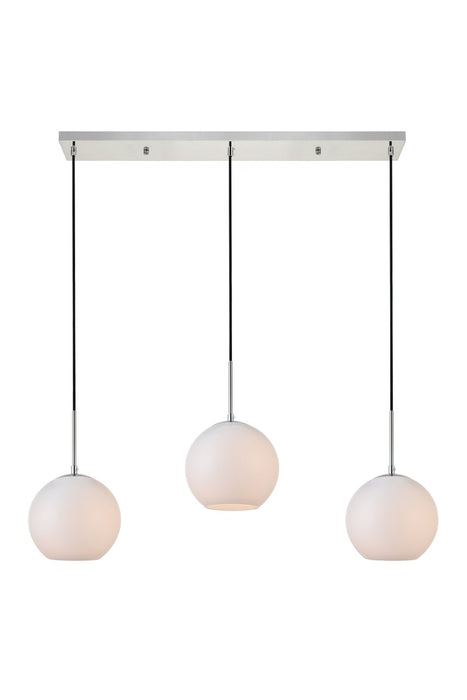 Baxter 3-Light Pendant in Chrome & Frosted White