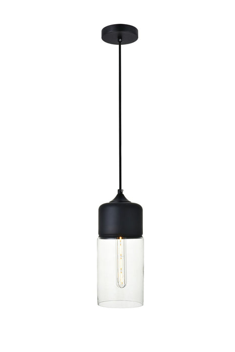 Ashwell 1-Light Pendant in Black & Clear