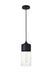 Ashwell 1-Light Pendant in Black & Clear