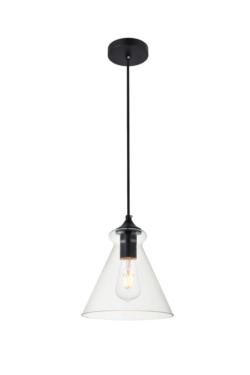 Destry 1-Light Pendant in Black & Clear