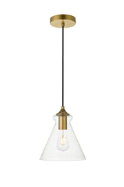 Destry 1-Light Pendant in Brass & Clear