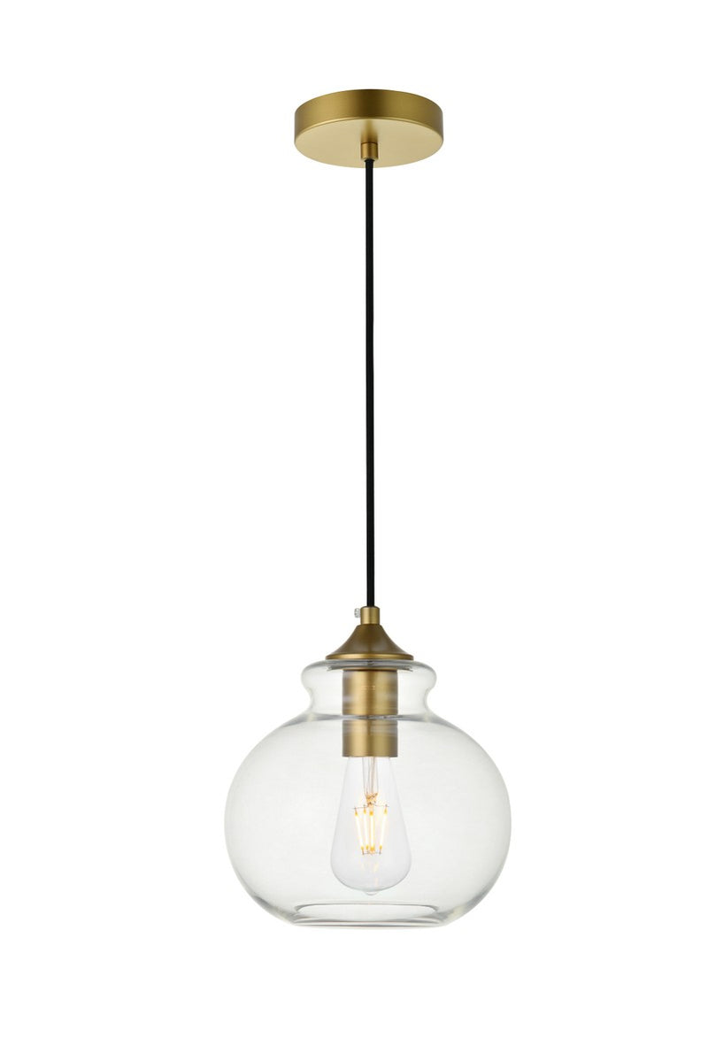 Destry 1-Light Pendant in Brass & Clear