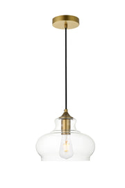 Destry 1-Light Pendant in Brass & Clear