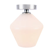 Gene 1-Light Flush Mount in Chrome & Frosted White Glass