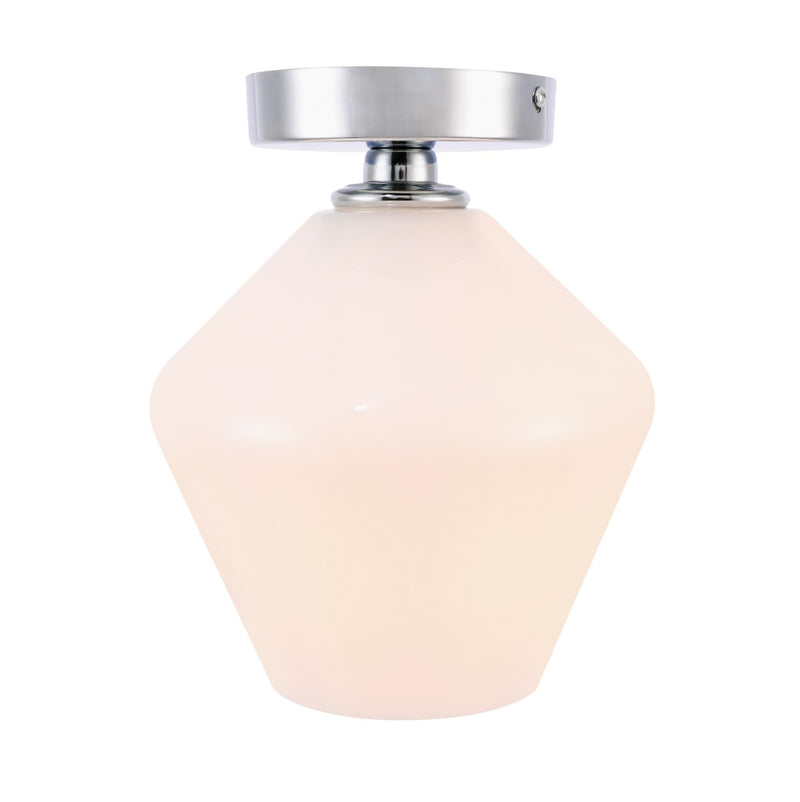 Gene 1-Light Flush Mount in Chrome & Frosted White Glass