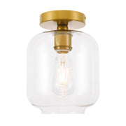 Collier 1-Light Flush Mount in Brass & Clear Glass