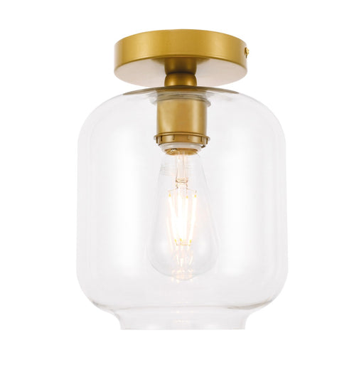 Collier 1-Light Flush Mount in Brass & Clear Glass