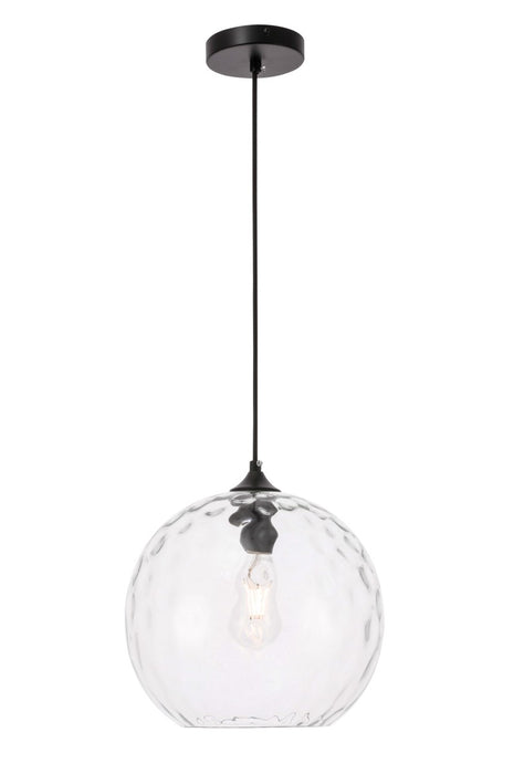 Gibson 1-Light Pendant in Black & Clear Glass
