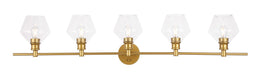Gene 5-Light Wall Sconce in Brass & Clear Glass
