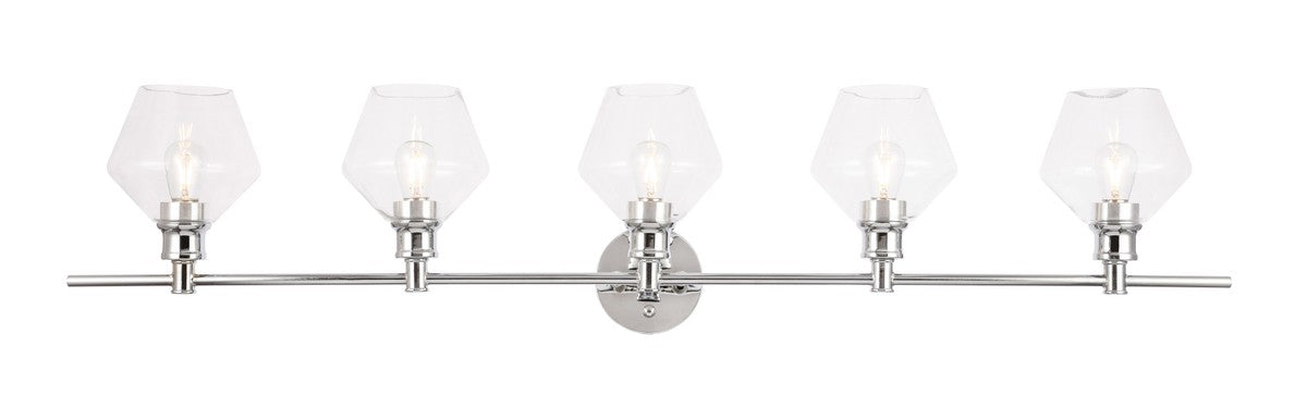 Gene 5-Light Wall Sconce in Chrome & Clear Glass
