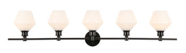 Gene 5-Light Wall Sconce in Black & Frosted White Glass