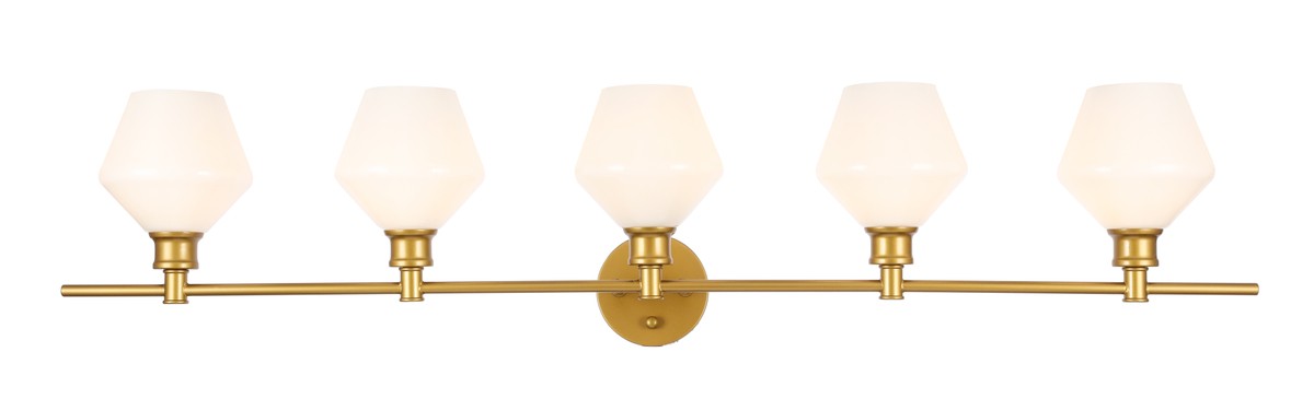 Gene 5-Light Wall Sconce in Brass & Frosted White Glass