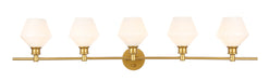 Gene 5-Light Wall Sconce in Brass & Frosted White Glass