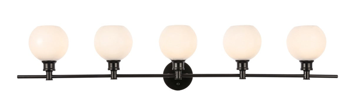 Collier 5-Light Wall Sconce in Black & Frosted White Glass