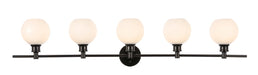 Collier 5-Light Wall Sconce in Black & Frosted White Glass