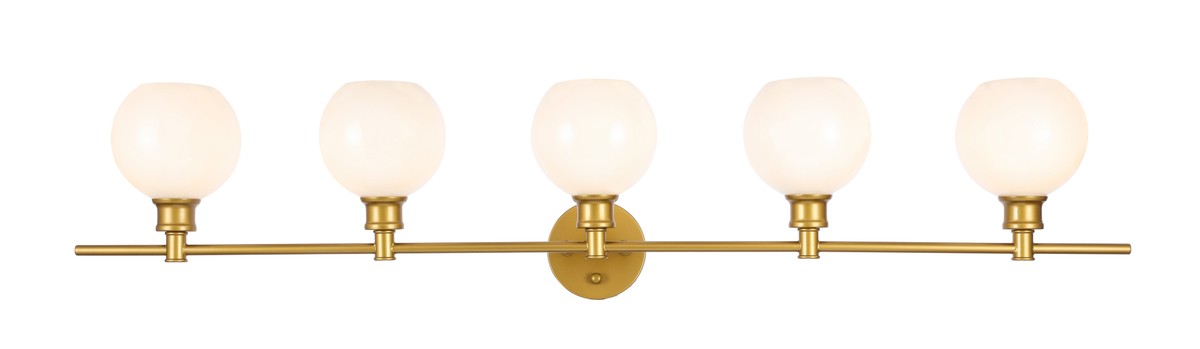 Collier 5-Light Wall Sconce in Brass & Frosted White Glass