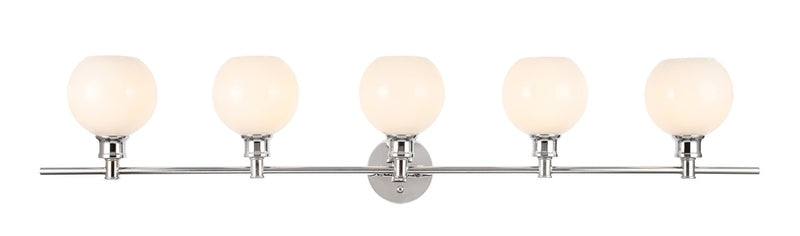 Collier 5-Light Wall Sconce in Chrome & Frosted White Glass