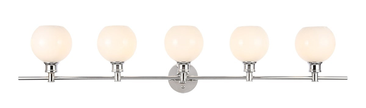 Collier 5-Light Wall Sconce in Chrome & Frosted White Glass
