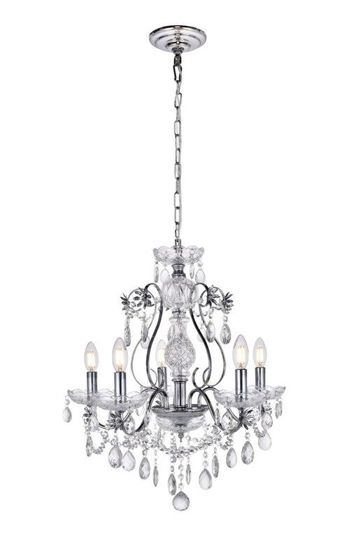 Voltaire 5-Light Chandelier in Chrome with Clear Royal Cut Crystal
