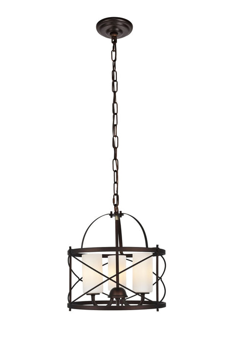 Wren 3-Light Pendant in Dark Copper Brown & White