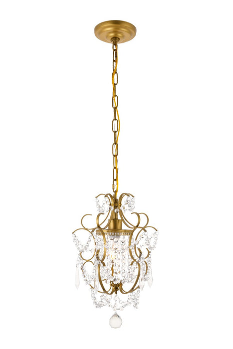 Kirin 1-Light Pendant in Brass with Clear royal cut Crystal