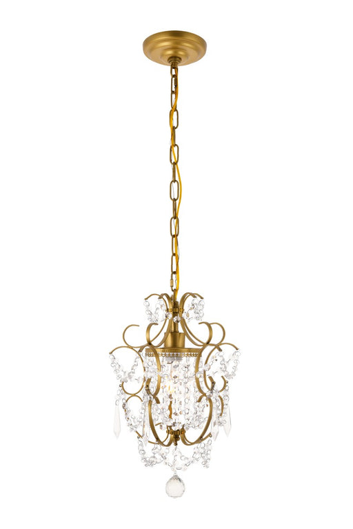 Kirin 1-Light Pendant in Brass with Clear royal cut Crystal