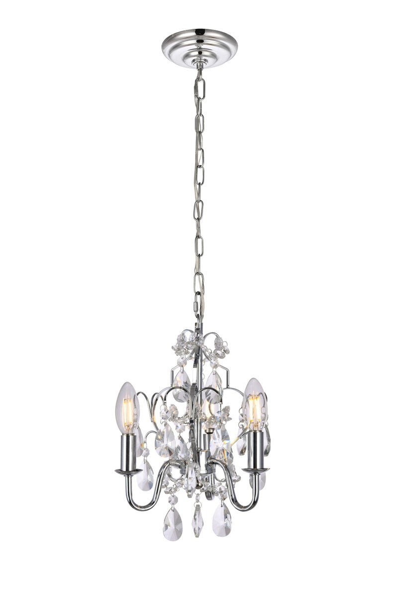 Kaede 3-Light Pendant in Chrome with Clear Royal Cut Crystal
