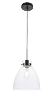 Frey 1-Light Pendant in Black & Clear Glass