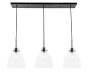 Frey 3-Light Pendant in Black & Clear Glass