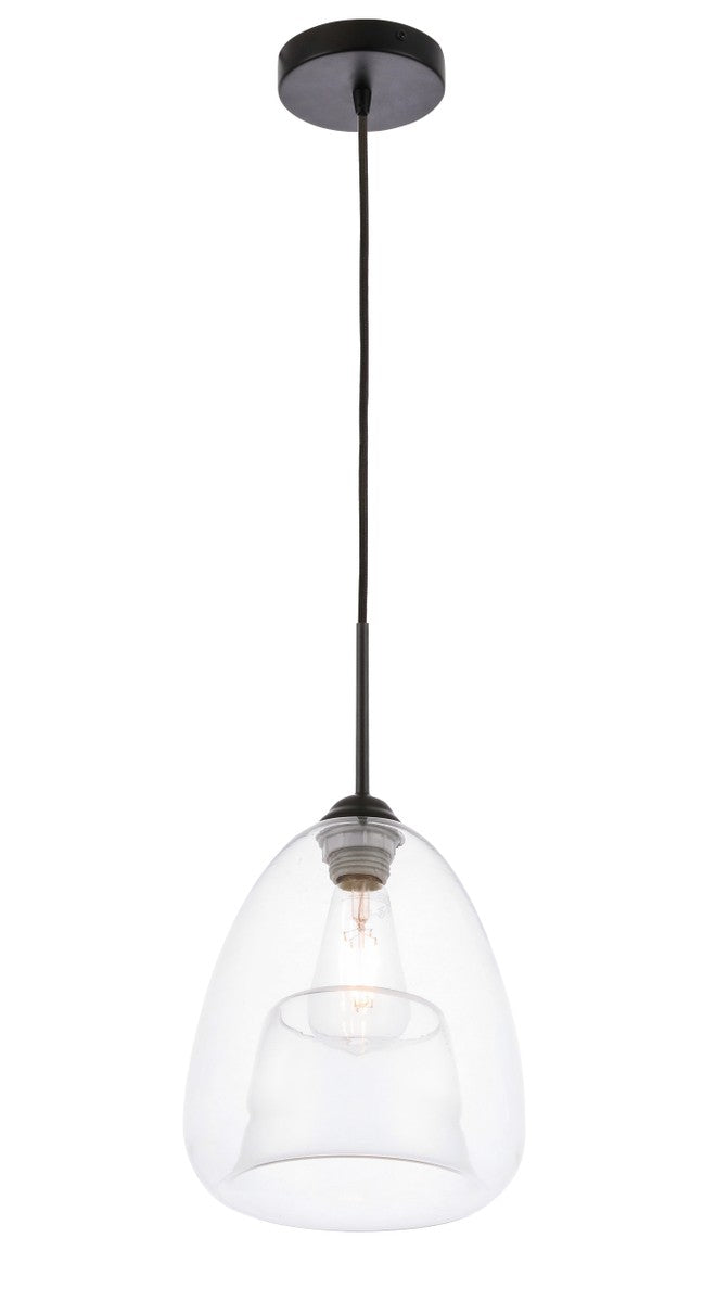 Kason 1-Light Pendant in Black & Clear Glass