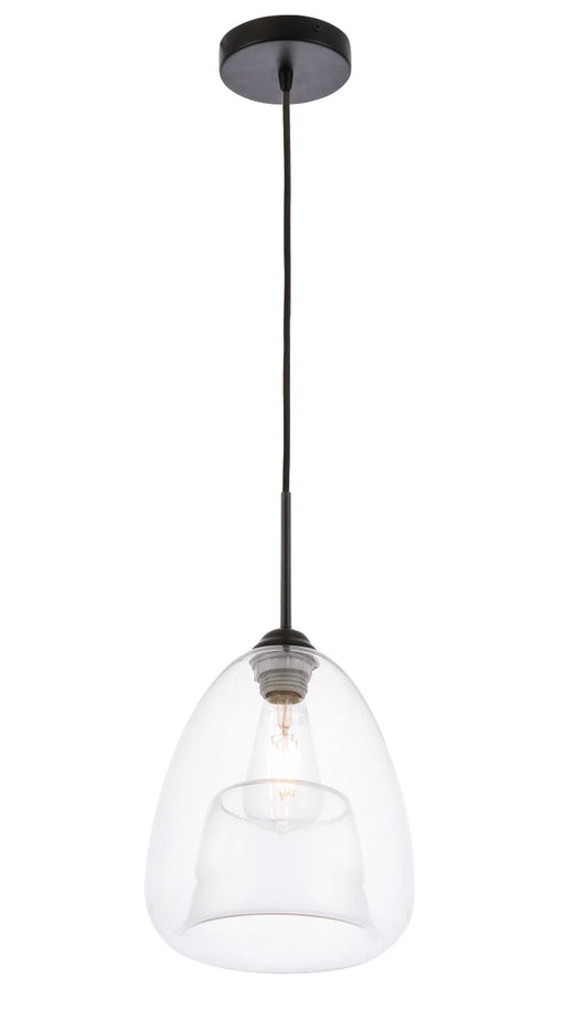 Kason 1-Light Pendant in Black & Clear Glass