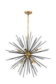 Timber 8-Light Pendant in Brass & Black