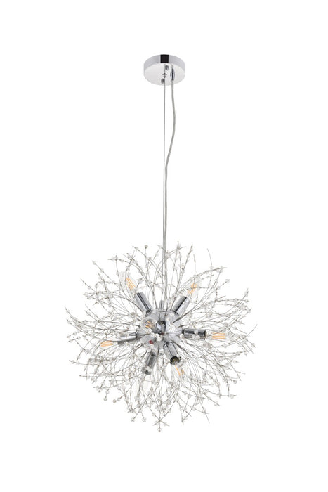 Flores 8-Light Pendant in Chrome & Clear with Clear Royal Cut Crystal