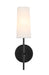 Mel 1-Light Wall Sconce in Black & White Shade