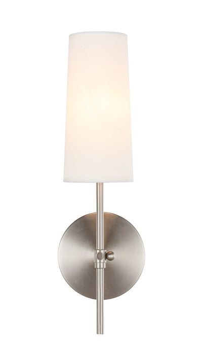 Mel 1-Light Wall Sconce in Burnished Nickel & White Shade
