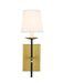 Eclipse 1-Light Wall Sconce in Brass & Black & White Shade