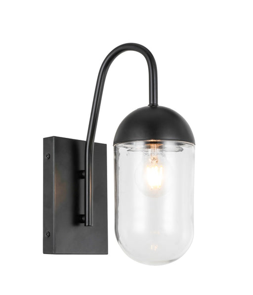 Kace 1-Light Wall Sconce in Black & Clear Glass
