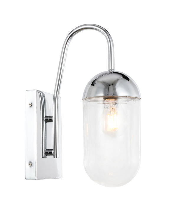 Kace 1-Light Wall Sconce in Chrome & Clear Glass